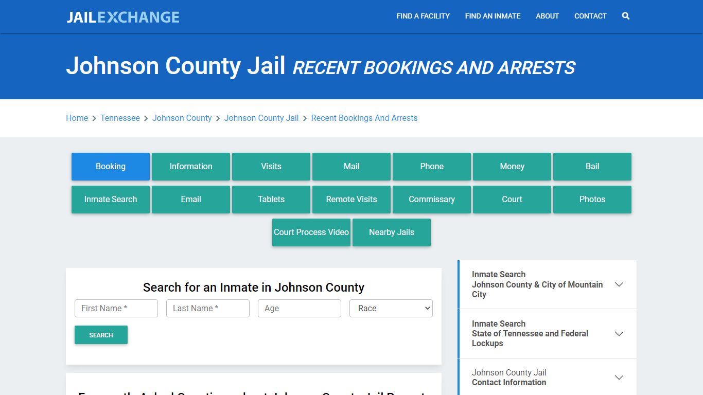 Johnson County Jail TN Recent Arrests and Bookings - Jail Exchange